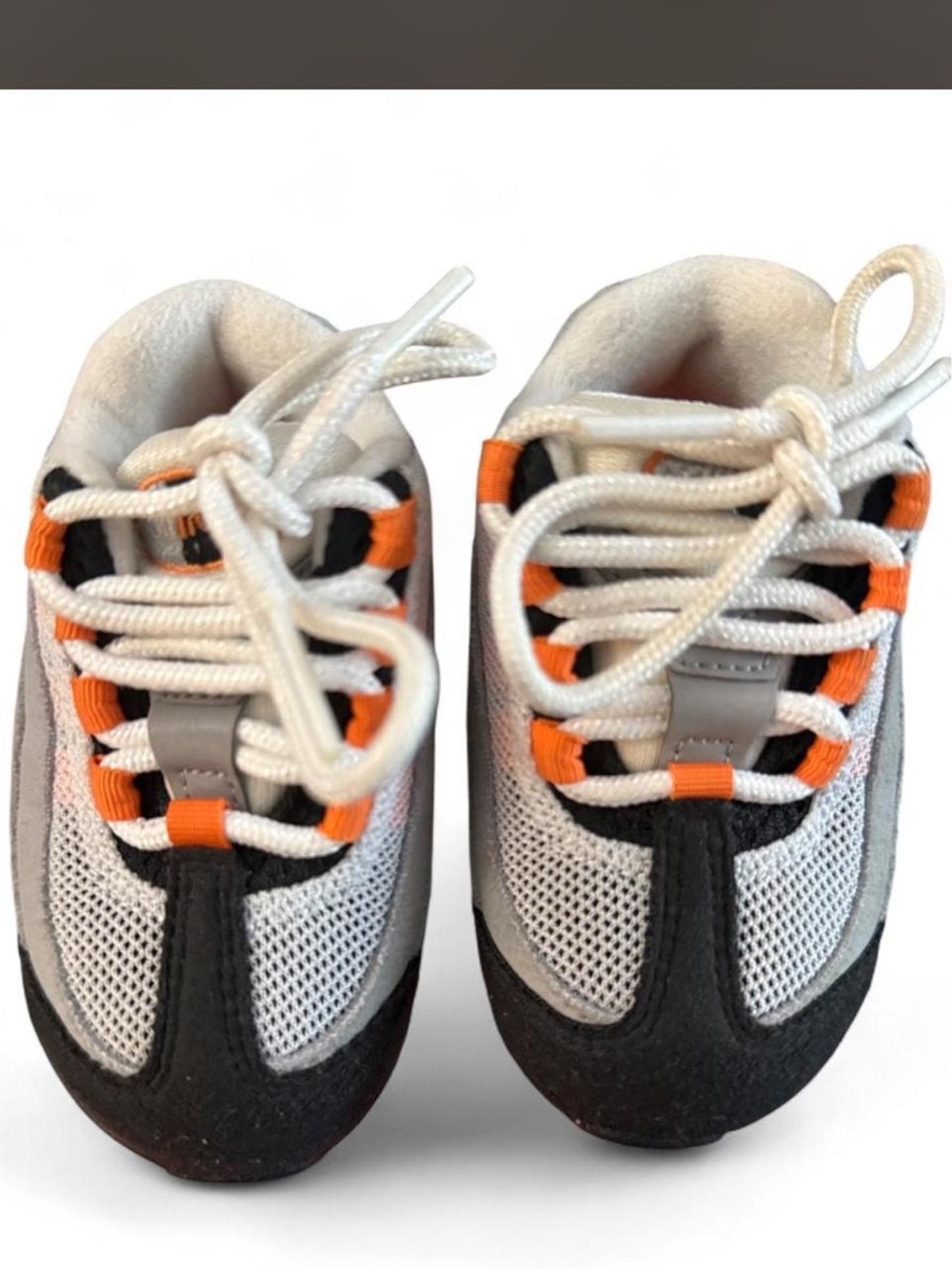 Nike White, Black and Orange Baby Walker Sneakers
